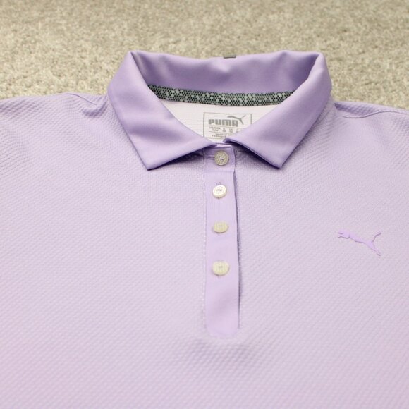 Puma Polo Shirt Womens Medium Purple DryCell Golf Short Sleeve Pullover - Picture 4 of 13